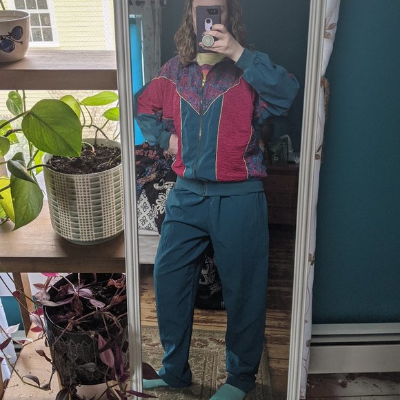 Vintage 80's 90's Style Wind Suit Workout Outfit - Picture 3 of 16